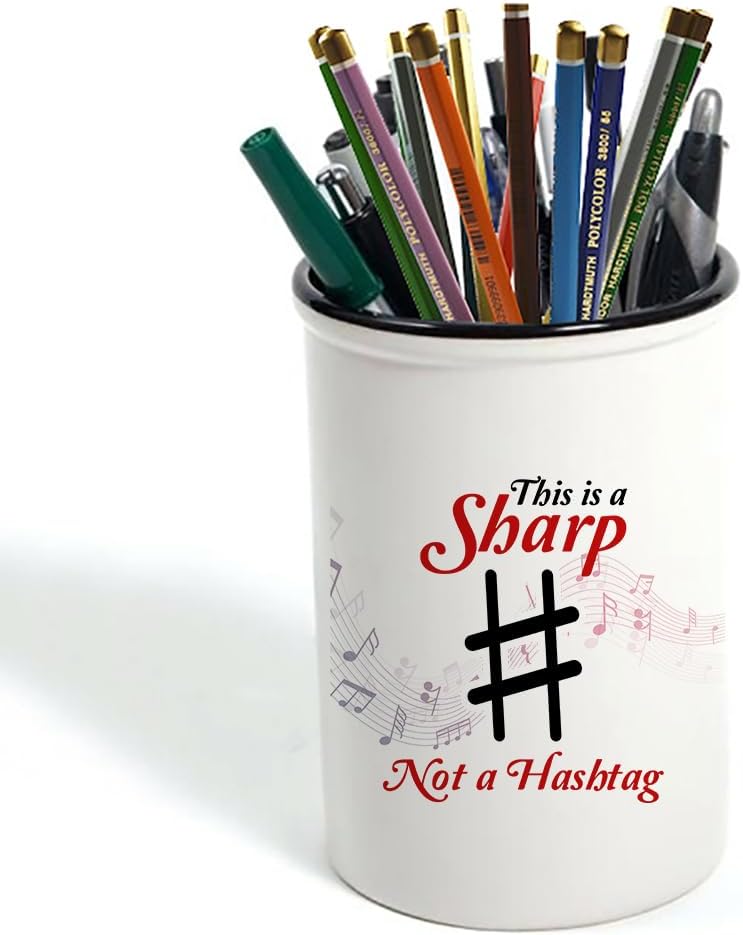 GetagiftThis Is A Sharp Not A Hashtag Music Gift, Music Teacher Gift, Pencil Pot, Brushes Holder, Stuff Storage Pot.