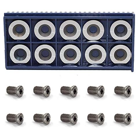 YUFUTOL 10pcs 16mm Round Carbide Inserts Cutters Knifes Indexable Replacement Fits For Popular DIY Woodworking Lathe Wood Turning Finisher Hollower Tools With 10pcs M5x9mm screws Cover