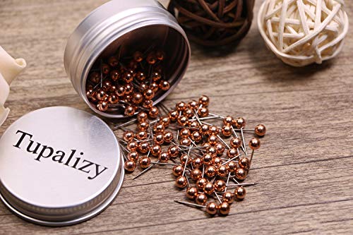 Tupalizy 1/8 Inch Diameter Small Decorative Map Tacks Plastic Head Push Pins With Steel Point, 100Pcs (Rose Gold) #TOP3