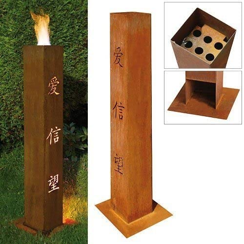 bellissa Feuersäule Glaube Liebe Hoffnung 15 x 15 x 100 cm