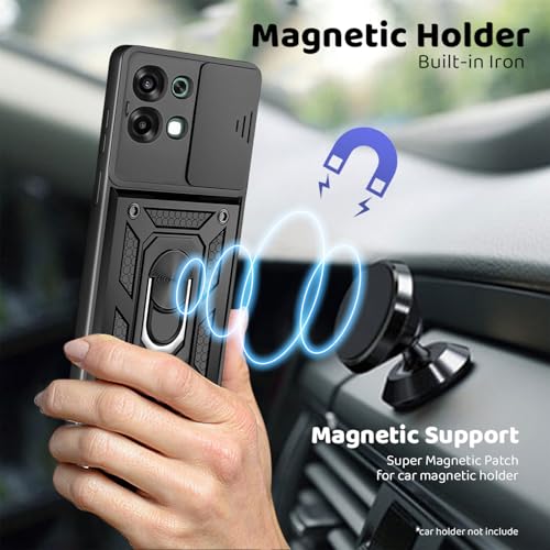Image of Tough Armor Bumper Back Cover Case for Oppo F33 5G | Sliding Camera Cover, Kickstand & Ring Holder 360 Degree Protection Back Cover Case for Oppo F33 5G - Black
