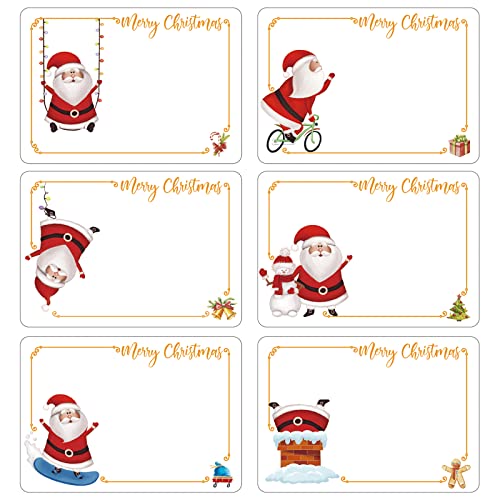 120pcs Christmas Labels Stickers Gift Tags Stickers Sticky Labels for Presents Self Adhesive Stick on Xmas Label for Wrapping Parcel Santa