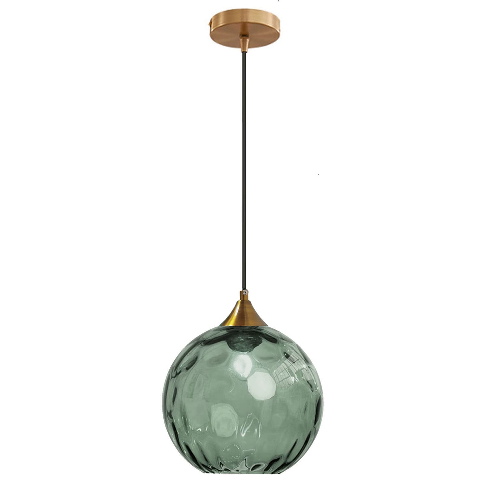 Lampe suspendue boule en verre vert pour remplacer un éclairage de salon trop agressif