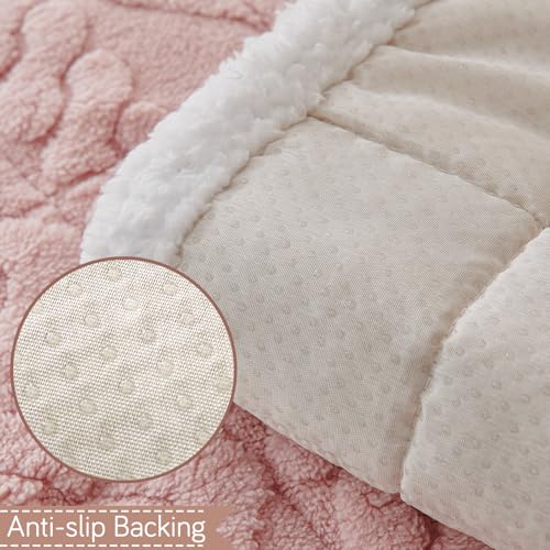 Image of HOKIPO 'Italian Caelora' Luxury Jacquard Plush Anti-Slip Sofa Armrest Covers | 1 Pair - Misty Rose (AR-5953-PNK*2)