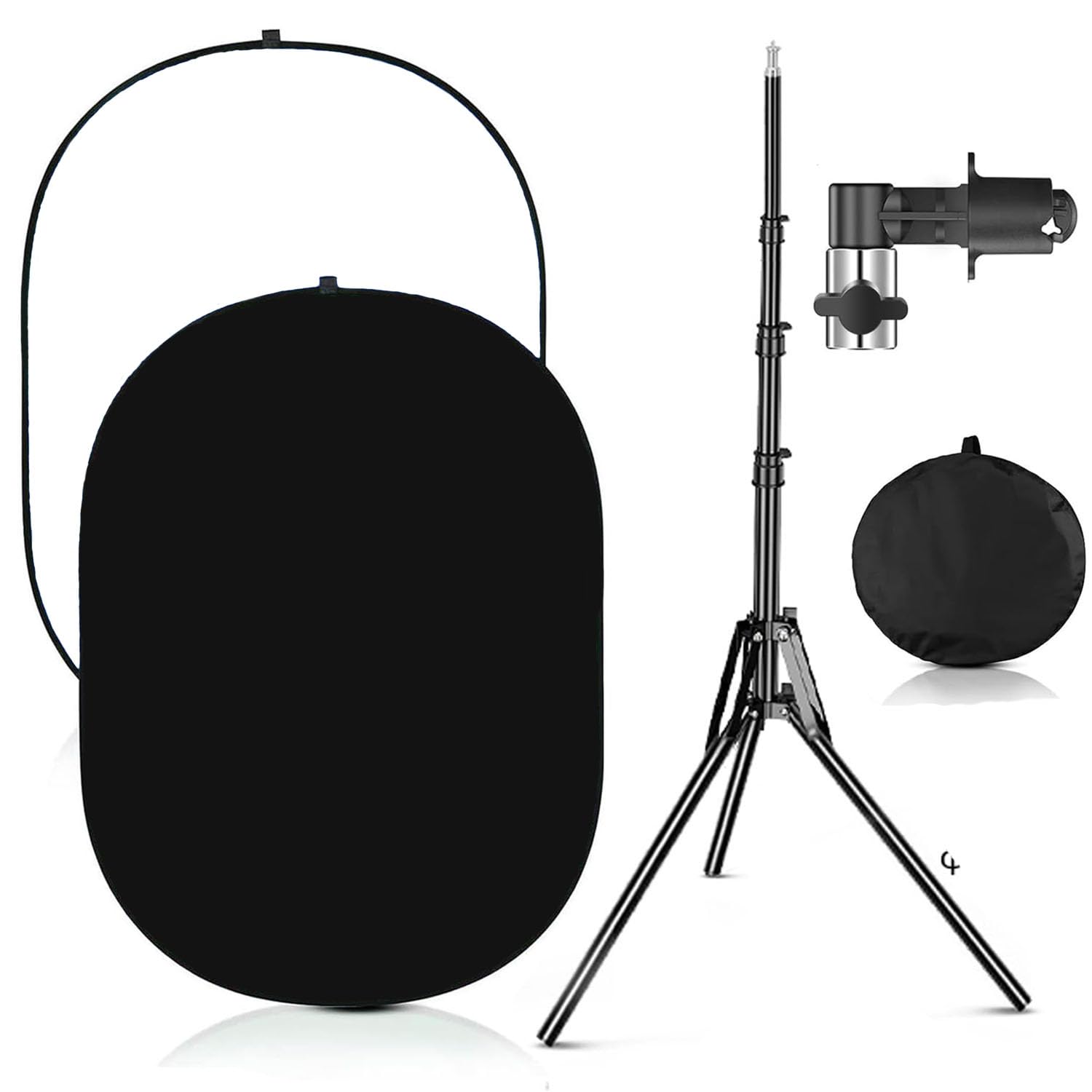 YUOCU 3.3x5ft/1x1.5m Chromakey Black White Backdrop with 6.23ft Stand, 2-in-1 Black Screen White Screen Collapsible Reversible Pop-Up Background Panel