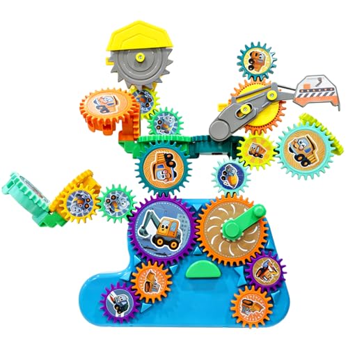 Toy Interlocking Gear Sets Kids Creative Learning Building Blocks 18Pcs Educational Construction Toy Electric Manual Dual Mode Versatile Gear Playset Gift for Boys Girls - Image 4
