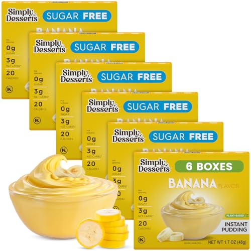 Image of Simply Desserts Banana Instant Pudding, Sugar-Free, 6-Pack - Healthy Dessert, Keto Snacks, Vegan & Diabetic-Friendly, Kosher, 1.7 Oz Ea
