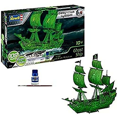 Revell 05435 Nave fantasma con luce notturna, nave pirata, modellino con sistema Easy Click, 10 anni a 99 anni