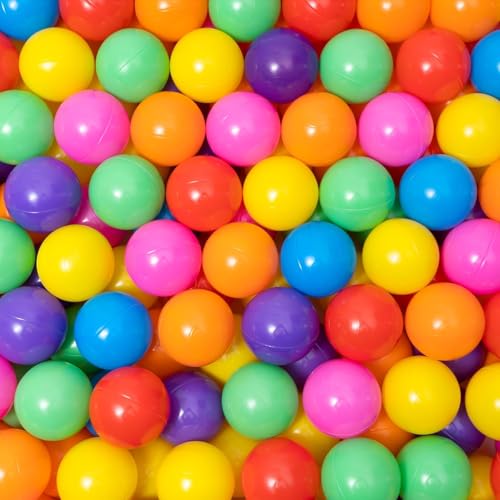 Image of Thenese Ball Pit Balls for Kids, 300 pcs 2.15 Inches Small Size Thicken Soft Plastic Crush Proof Ball Pit Balls BPA Phthalate Free Baby Toddler Toy Ball with 7 Color Rainbow Colors