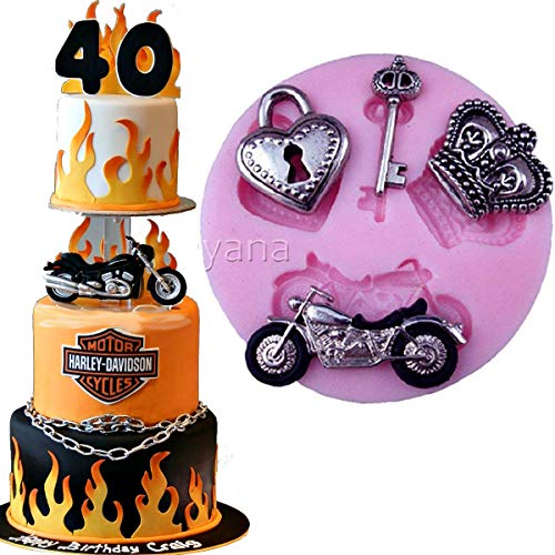 Anyana mini Motor Baking Molds Lock Key Silicone Fondant molds crown Cake Decorating
