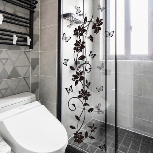 Vinilo decorativo pared flores negra 30x90 cm miniatura 5