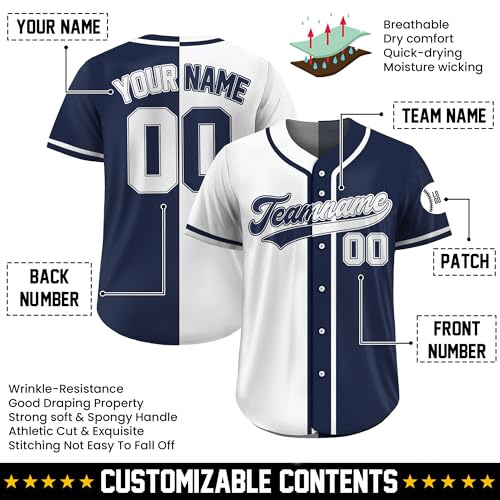 Camiseta personalizada de béisbol – nombre, número y logo personalizados, jersey con botones divisibles para hombres, mujeres, jóvenes y niños pequeños miniatura 2