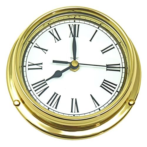 Classic Brass Roman Clock, Heavy Lacquered Brass (1/2kg), Time Wall Clock, Gift, Handmade in England
