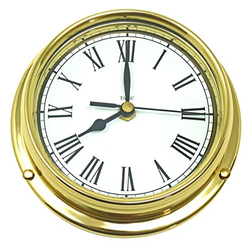 Classic Brass Roman Clock, Heavy Lacquered Brass (1/2kg), Time Wall Clock, Gift, Handmade in England