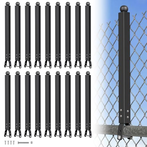 20 Pack 1-3/8 Chain Link Fence Extension 17 Fence Extension Height Galvanized Post Extender for Dogs and Privacy (Black)