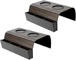 Kit 2 esteiras para braço de sofá com porta copos e porta controle remoto MDF (2 esteiras com Suporte controle)