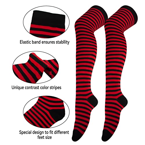 Image of Over Knee Rainbow Thigh High Socks Cosplay Accessories for Women Fashion Wild Long Striped Leg warmers