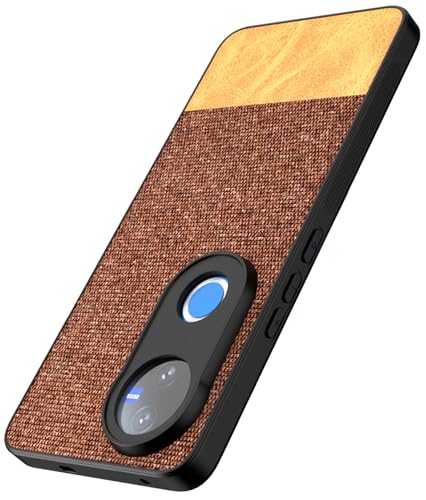 Image of Kapa Soft Fabric & Leather Hybrid Protective Back Cover for Vivo T4R / V50 / V50E 5G | Shockproof Slim Hard Anti Slip Back Case (Brown)