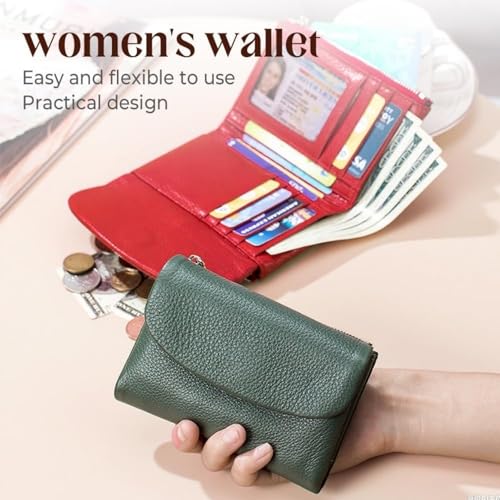 Unisex Pebble Leather Wallet, Short Genuine Leather Coin and Card Wallet, Small Wallets for Women, Suitable for Coins and Cards (#6) (Brown)3