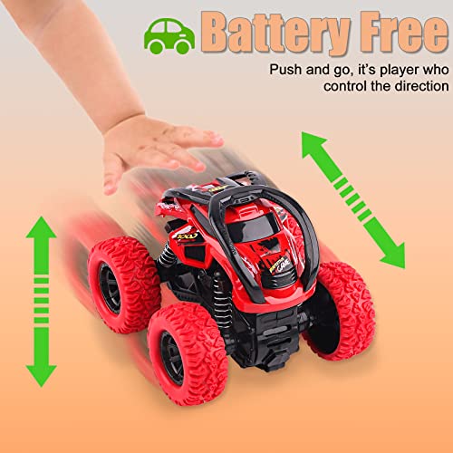 Toys Cars for 2+ Year Old Boys, 2 Pack Pull Back Cars Monster Trucks, 360 Degree Rotation Push and Go Vehicle - Image 3