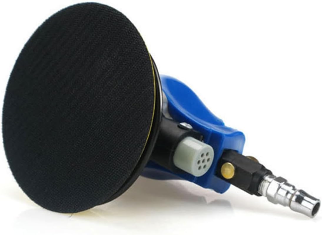 TEHAUX 5 Inch Pneumatic Car Polishing Machine Car Waxing Tool with US Plug Adjustable Speed for Auto Detailing Includes Wrench and Sandpaper