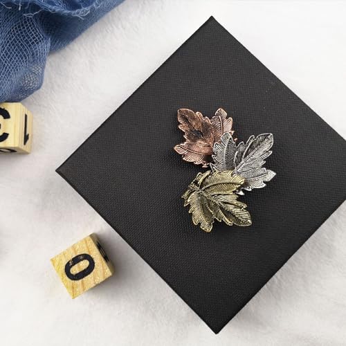 Image of Fall Plant Vintage Broches Pin Maple Leaf Brooch Bronze Brooches Pins Collar for Women Dance Party Accessories Halloween