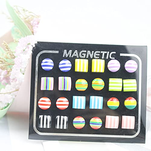 Spiritlele Multi Color Stripe Magnetic Earrings Set Flag Clip On Non Piercing Earrings Pack For Girls Women #TOP6