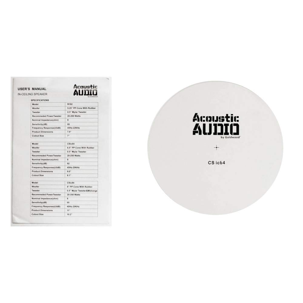Acoustic Audio CSic64 - Set di 3 altoparlanti da soffitto senza cornice, 16,5 cm, 3 altoparlanti Home Theater
