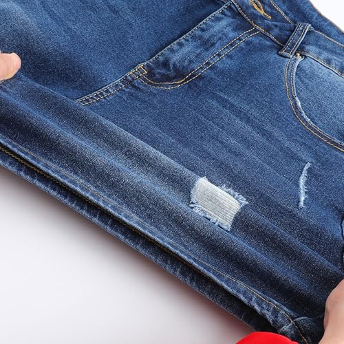Image of THUNDER STAR Women Mid Rise Ripped Stretchy Jeans Shorts Frayed Raw Hem Casual Denim Shorts