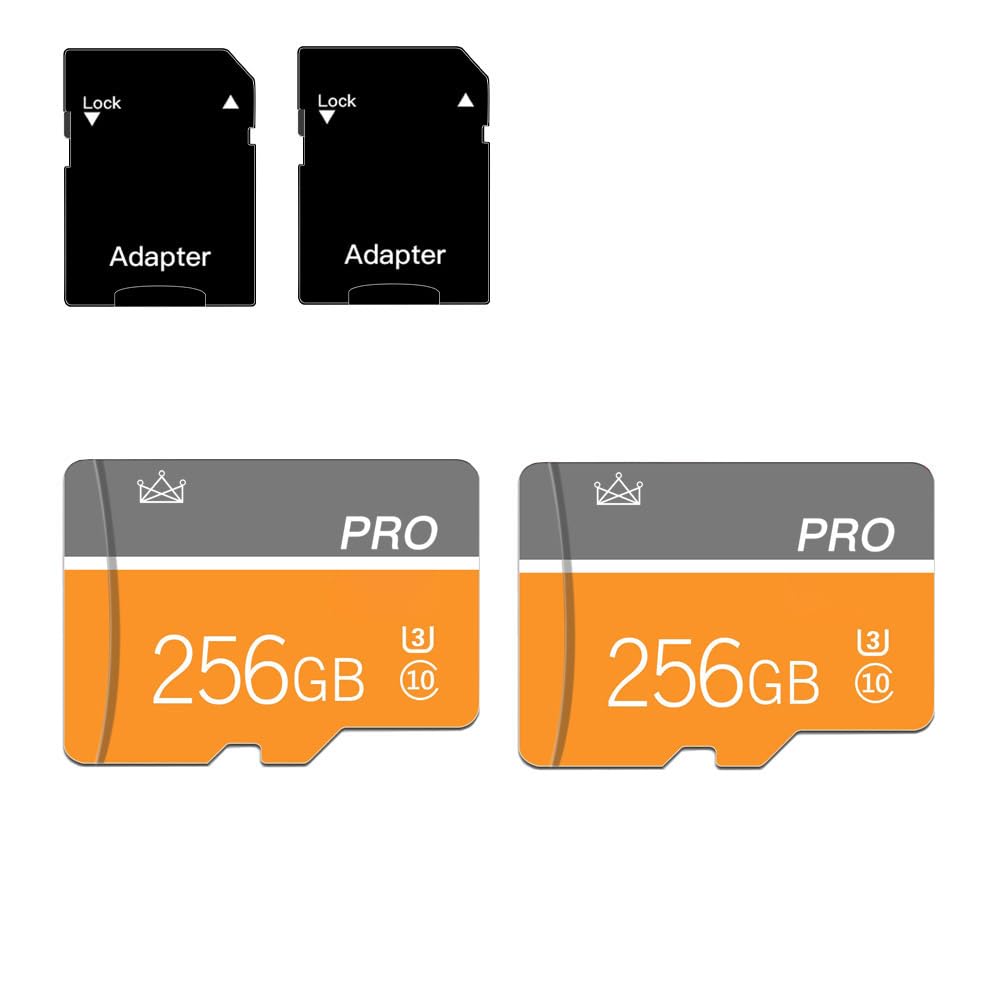 256GB Micro Memory Card Class 10 Memory Cards with Adapter Class 10 High Speed Mini TF Card for Smartphones/Camera/Tablet 2-Pack