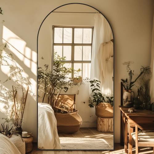 Homsion 76'x34' Arched Full Length Mirror, Large Floor Mirror, Black