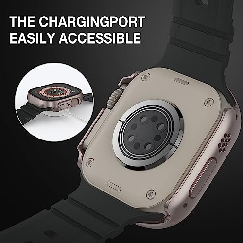 Image of Case Compatible with Apple Watch Ultra 50mm with Built-in Tempered Glass Screen Protector, All-Around Ultra-Thin Bumper Full Cover Hard PC Protective Case for iWatch, Original Rosegold