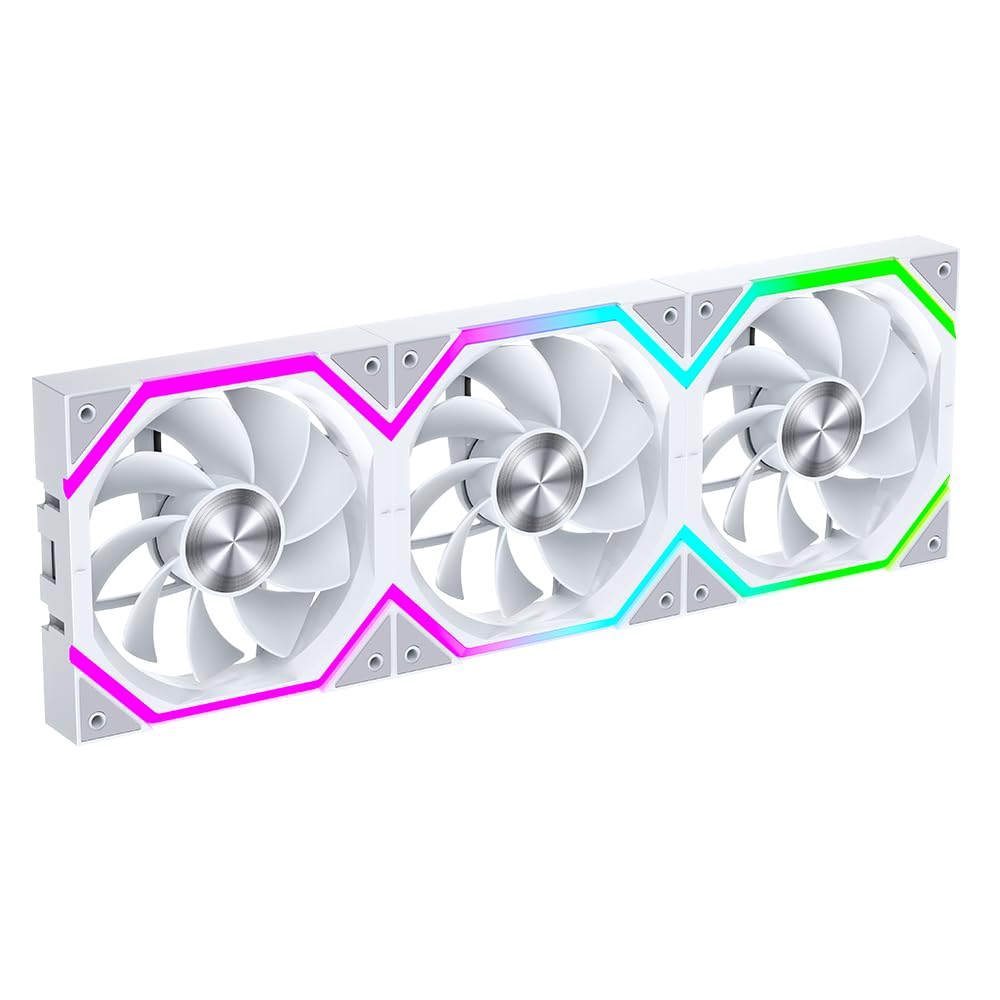 TZMRIT Build Blocks UNI FAN - Ventilateur ARGB - Design Daisy Chain - Connexion par câble - Ventilateur de boîtier PC RVB 120 mm - Blanc