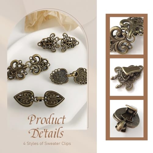 Image of CLINTT Exquisite Retro Sweater Twirl Clips, Cape Cloak Fasteners for Dresses, Stylish Cardigan Clips