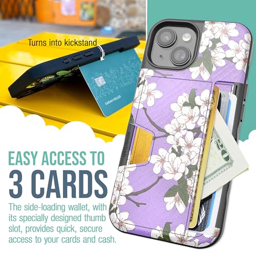 Image of Smartish iPhone 15 Wallet Case - Wallet Slayer Vol. 2 [Slim + Protective] Credit Card Holder w /Kickstand - Drop Tested Hidden Card Slot Cover Compatible w /Apple iPhone 15 - Very Cherry Blossom