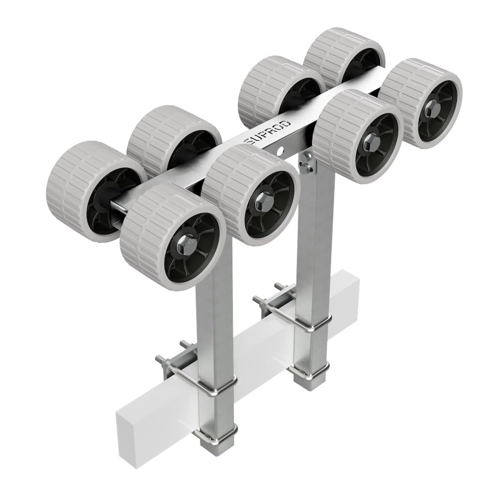 SUPROD 8er Sliprollen mit 2 Stützen Sliphilfe Bootstrailer Eva RKSRLB-8D-EVA, Ø 120 mm