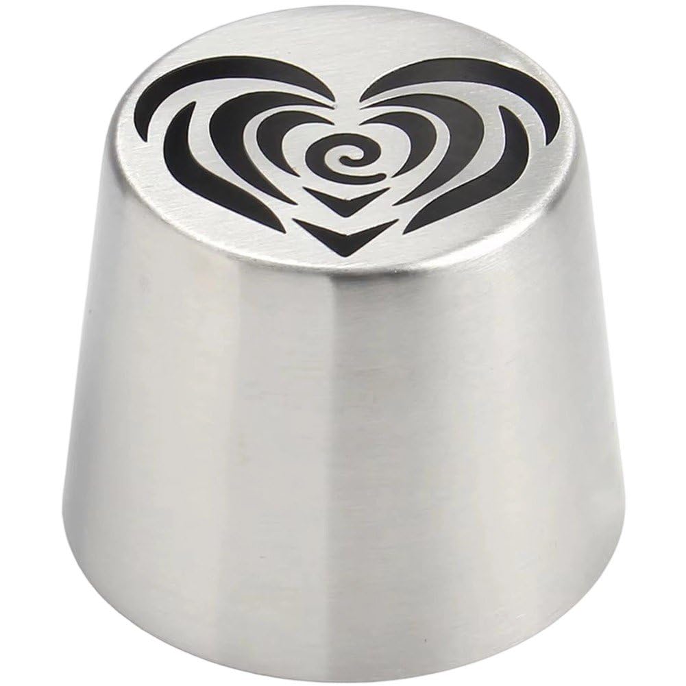 Fituenly Russian Piping Flower Nozzles Extra Large, Stainless Steel Heart-shaped Rose Floral Piping Nozzles Valentine for Cake Decorating Icing, Frosting Nozzles for Desserts