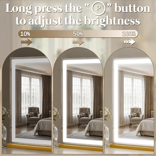 Image of FENNIO Large Vanity Mirror with Lights,35.5 inch x 27 inch LED Makeup Mirror,Hollywood Mirror with 3 Color Modes & Adjustable Brightness,Vanity Mirror Square Gold