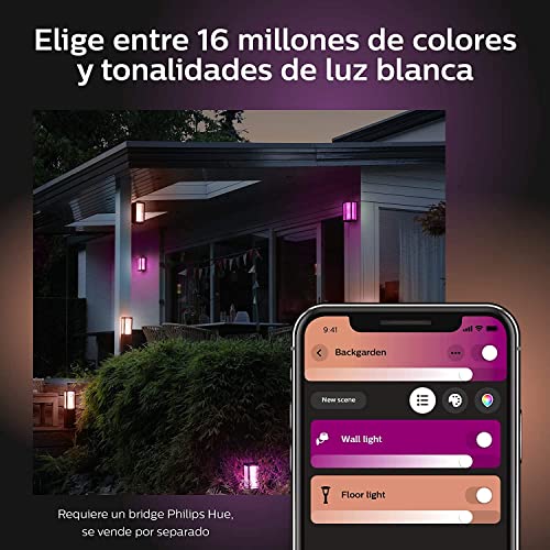 Miniatura 8 de Philips Hue Impress Aplique De Pared Exterior Negro Led Inteligente, Luz Led Blanca Y Luces De Colores, Compatible Con Amazon Alexa, Apple Homekit Y Google Assistant