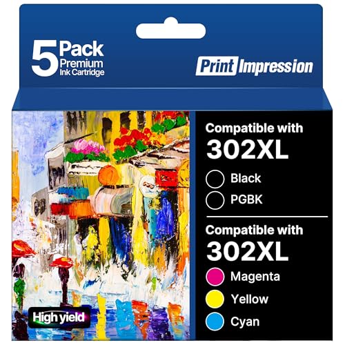 302XL Ink cartridges Combo Pack Remanufactured Replacement for Epson 302XL Ink Cartridges Multipack Work for Epson Expression Premium XP-6000 XP-6100 XP 6000 Printer (Photo Black/B/M/Y/C, 5-Pack)