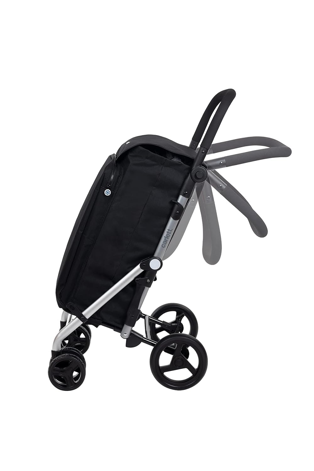 Carlett Carro de Compra 4 Ruedas Plegable, Bolsa Extraíble de Gran Capacidad 58L/32Kg y Bolsa Isotérmica 12L, Manillar Regulable, Freno de Seguridad, Convertible a 2 Ruedas, Lite Family, Color Negro