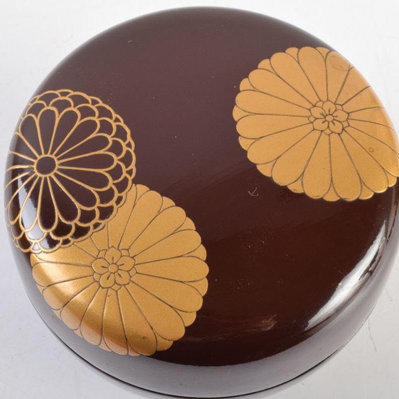 茶道具 御塗師 満田道志作 菊蒔絵 平棗 久田流家元極め箱 V 8771