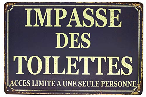 Hioni Impasse des Toilettes, Pancarte en Métal Panneau Poster Plaque Métallique Slogan Art Décor Vintage Pr Bar Café Pub
