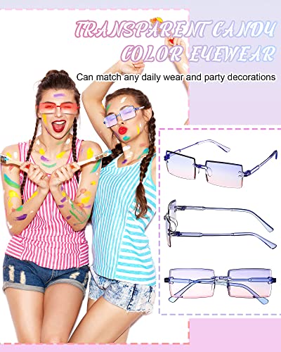 LEIFIDE 36 Pairs Frameless Rectangle Sunglasses Plastic Rimless Sunglasses Candy Color Vintage Glasses for Women Men Unisex Sun Protection, Multicolor4
