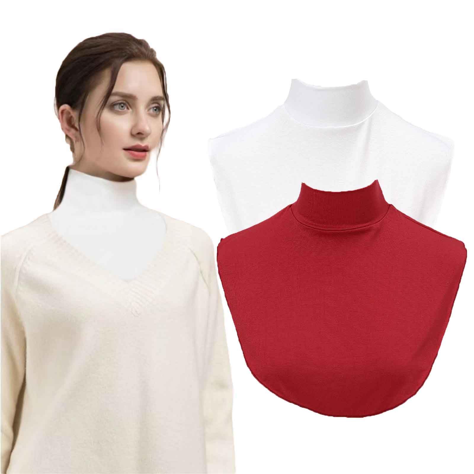 2PCS Fake Collar Turtleneck Detachable False Dickey Collars Faux Half Top Mock Blouse collars for Women Men