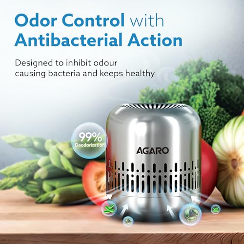 Image of AGARO Elite Refrigerator Deodorizer, Nano-Catalytic & Chemical-Free Odour Eliminator, SS Body, Effective Than Baking Soda, Useful for Refrigerator, Car, Closet, Bathroom, Shoe Cabinet, Lasts up to 10Y