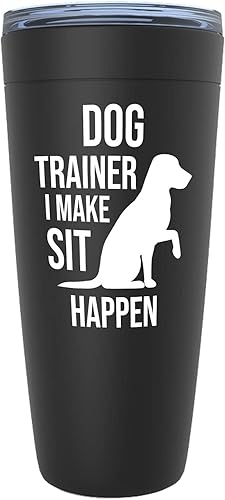 Funny Dog Trainer Black Edition - Vaso vikingo de 20 onzas I Make Sit Happen Entrenamiento de perros, guardián, policía, cachorro, paseador, Funny Dog Trainer Black Edition - Vaso vikingo de 20 onzas I Make Sit Happen Entrenamiento de perros, guardián, policía, cachorro, paseador,