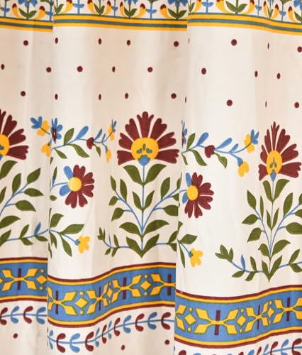 Image of Amazon Brand - Umi Bohemian Curtains for Window, Microfiber Cotton Curtain 5 Feet Long Pack of 2 Curtain with Tassels,Eyelets Included, 40-60% Room Darkening