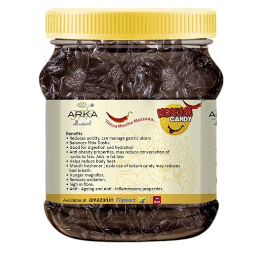 Image of Arka All Natural Kokum Candy Teekha Meetha - Sweet & Spicy | Tangy Chatpata Digestive Candy | No Preservatives | Gluten-Free | 200g Bottle