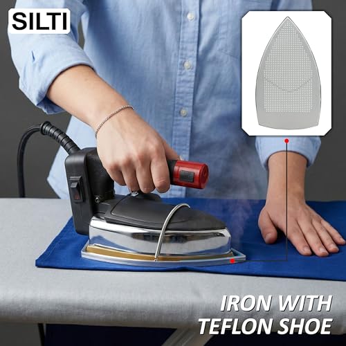Image of SILTI Gold Electric Professional Steam Iron ST-96 | Iron with Big Gravity Feed Bottle, Teflon Shoe | Large Base,1850W, 220V Heavy Duty Iron for Tailoring & Garment Industrial Use. (8896)